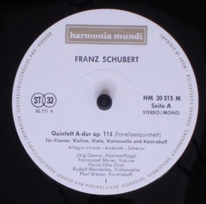 Deutsche Harmonia Mundi HM 30 515 M - Forellen-Quintett A-dur D6 - Image 3