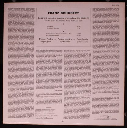 Hungaroton SLPX 11967 - Piano Trio In E Flat Major D.929 - Image 2