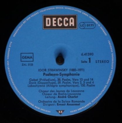DECCA 6.41590 AN - Symphony Of Psalms / Symphony In Three Moveme - Image 3