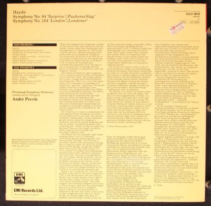 His Master's Voice ASD 3839 - Symphony No. 94 " Surprise"/ Symph - Image 2