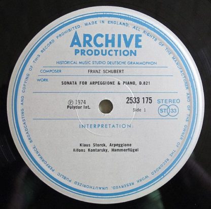 Archiv Produktion 2533 175 - Arpeggione-Sonate / Trockne Blumen - Image 4