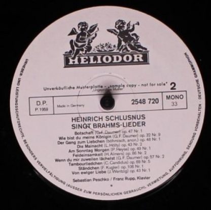 HELIODOR 2548 720 - Heinrich Schlusnus Singt Lieder Von Beethove - Image 2