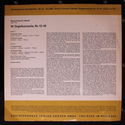Christophorus CGLP 75 725 - 16 Orgelkonzerte Vierte Platte: Nr. - Image 2