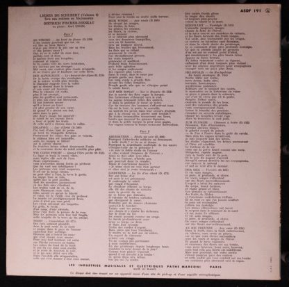La Voix De Son Maître ASDF 191 - Lieder De Schubert - Vol. 4 - Image 2