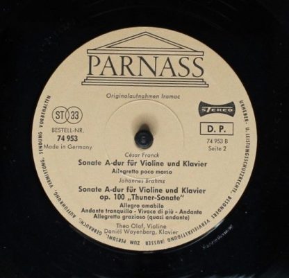 Parnass 74 953 - Johannes Brahms, César Franck, Theo Olof, Danie - Image 4