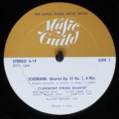 music guild   S-19 - Schumann: Quartet Op. 41, No. 1 In A Minor, - Image 5
