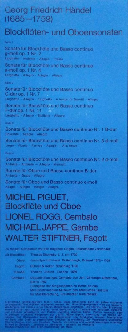 EMI C163-29031/2X - Georg Friedrich Händel - Blockflöten- Und Ob - Image 15