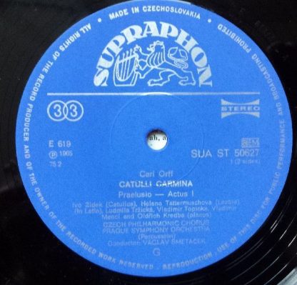 Supraphon SUA ST 50627 - Carl Orff - Catulli Carmina - Image 3
