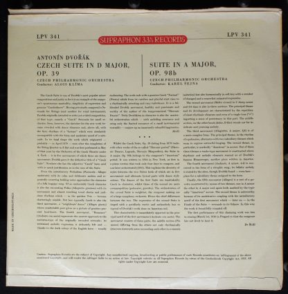 Supraphon LPV 341 - Antonín Dvořák, Czech Suite, Suite - Image 2