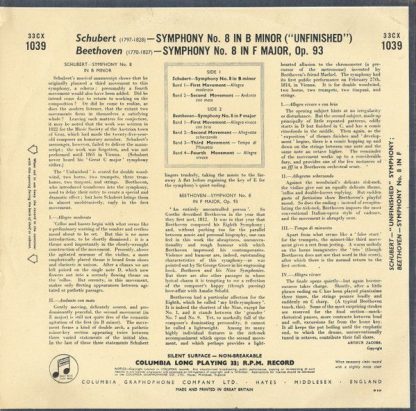 Columbia 33CX1039 - Franz Schubert/ Ludwig van Beethoven, The Ro - Image 2