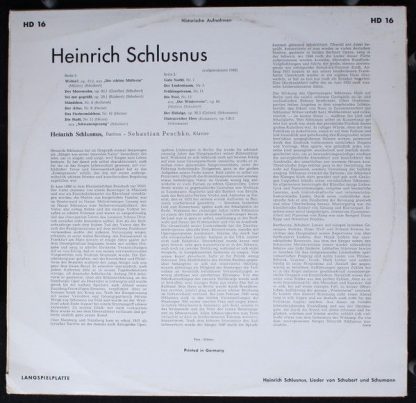 DECCA HD 16 - Heinrich Schlusnus, Sebastian Peschko - Lieder von - Image 2