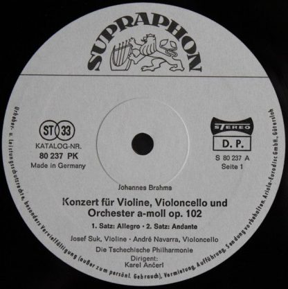 Supraphon 80 237 PK - Doppelkonzert A-Moll Op. 102 / Tragische O - Image 3