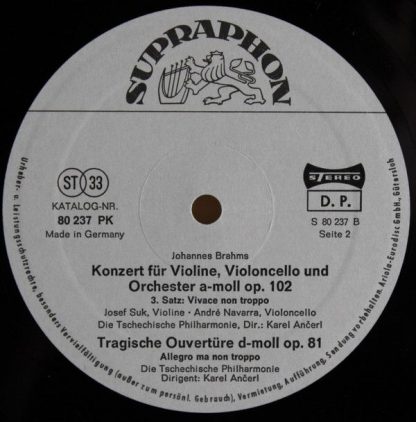 Supraphon 80 237 PK - Doppelkonzert A-Moll Op. 102 / Tragische O - Image 4