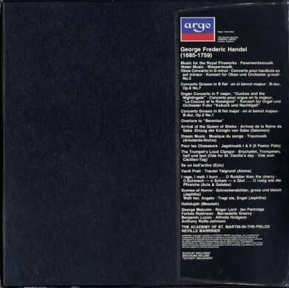 Argo D242 D3 - Music For The Royal Fireworks - Water Music - Con - Image 2