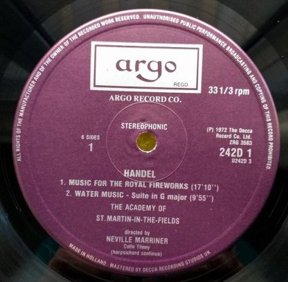 Argo D242 D3 - Music For The Royal Fireworks - Water Music - Con - Image 5