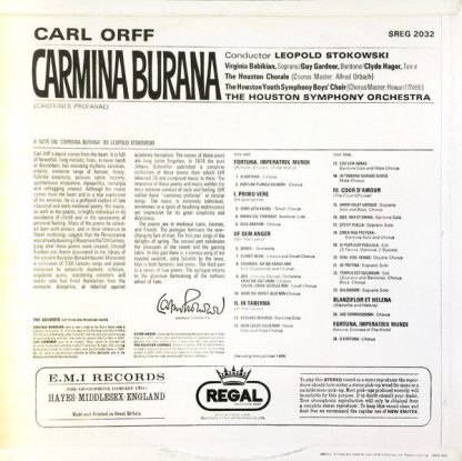 Regal SREG 2032 - Carmina Burana - Image 3