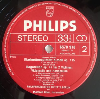 Philips 6570 918 - Klarinettenquintett - Bagatellen Op.47 - Image 4