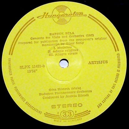 Hungaroton SLPX 11421 - Piano Concerto No 3. / Viola Concerto - Image 6