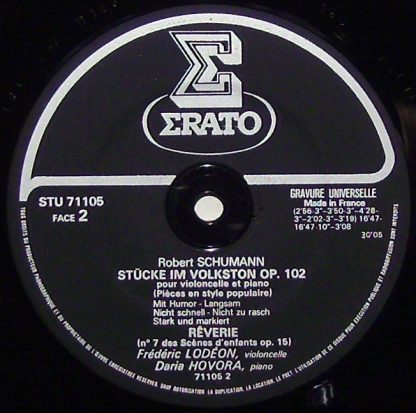 Erato STU 71105 - L'Œuvre Pour Violoncelle & Piano - Image 2