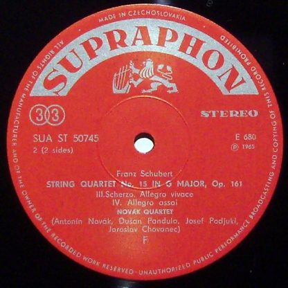 Supraphon SUA ST 50745 - String Quartet In G Major, Op. 161 - Image 3