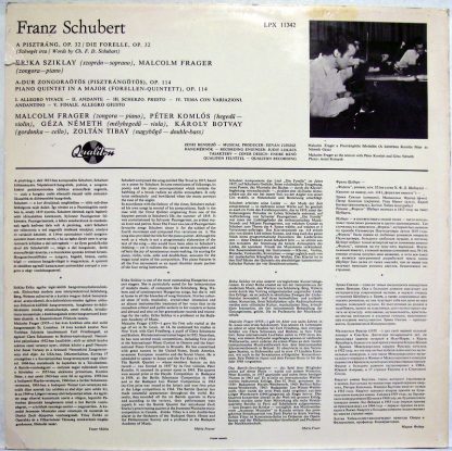Qualiton LPX 11342 - Piano Quintet In A Major Op. 114 - Die Fore - Image 2