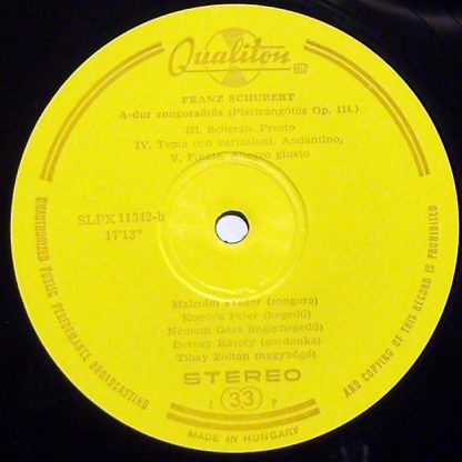 Qualiton LPX 11342 - Piano Quintet In A Major Op. 114 - Die Fore - Image 3