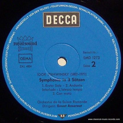 DECCA 6.41590 AN - Symphony Of Psalms / Symphony In Three Moveme - Image 4