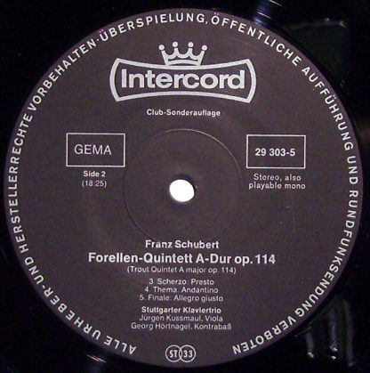 Intercord 29 303-5 - Forellen-Quintett A-dur Op. 114 - Image 3