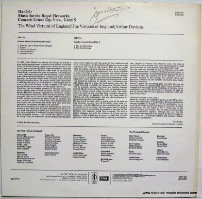 Classics For Pleasure CFP 105 - Music For The Royal Fireworks - Image 2