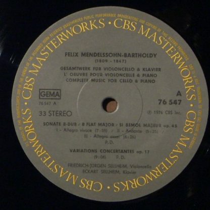 CBS 76547 - Complete Music for Cello & Piano - Image 3