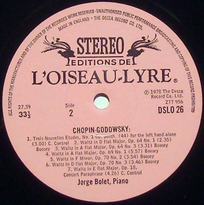 Éditions De L'Oiseau-Lyre DSLO26 - Chopin ~ Godowsky Etudes & Wa - Image 6
