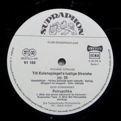 Supraphon 61 188 - Strauss - Till Eulenspiegel - Strawinsky -  P - Image 3