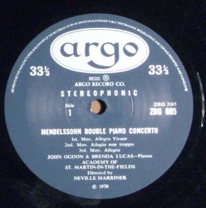 Argo ZRG 605 - Concerto In E Major For Two Pianos And Orchestra - Image 3