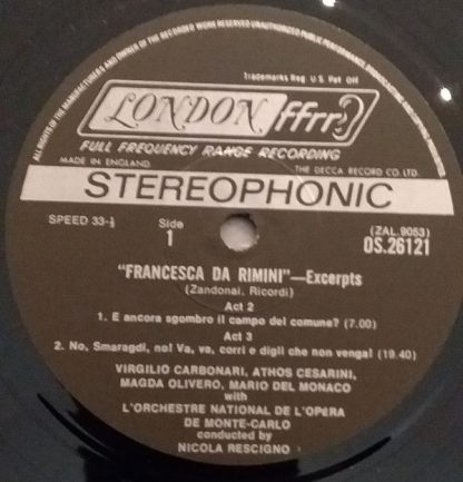 London Records OS 26121 - Francesca Da Rimini - 3 Great Scenes - Image 3