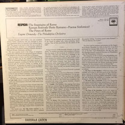 Columbia Masterworks MS 6587 - The Pines Of Rome / The Fountains - Image 2