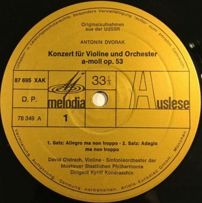 Eurodisc 87 695 XAK - Violinkonzert Op. 53 / Slawische Tänze Op. - Image 3