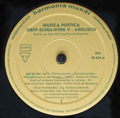 Harmonia Mundi HM 30 654 - Musica Poetica Teil 5 - Orff Schulwer - Image 4