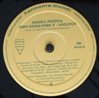 Harmonia Mundi HM 30 654 - Musica Poetica Teil 5 - Orff Schulwer - Image 5