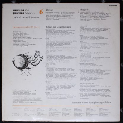 Harmonia Mundi HM 30 655 - Musica Poetica Teil 6 - Orff Schulwer - Image 2