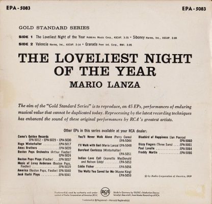RCA EPA 5083 - The Loveliest Night Of The Year - Image 2