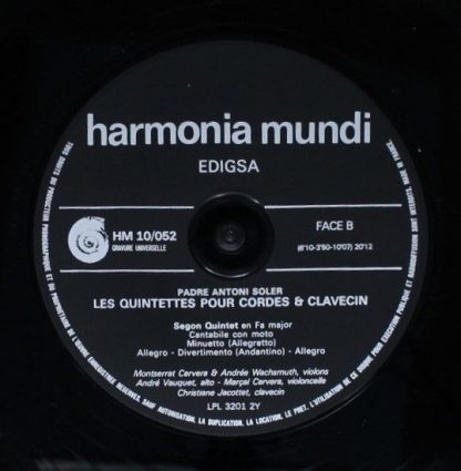 Harmonia Mundi HM 10052 - Deux Quintettes Pour Cordes Et Claveci - Image 4