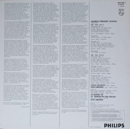 Philips 6514 385 - Händel 3 Oboe Concertos 2 Sonatas Overture In - Image 2