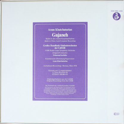 Supraphon 300 080-435 - Gayaneh -  Ballet In Three Acts - Image 2