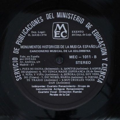 MEC MEC 1011 - El Cancionero Musical De La Colombina  (Siglo XV) - Image 4