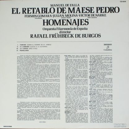 Discos Columbia - - El Retablo de Maese Pedro y Homenajes - Image 2