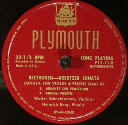 Plymouth P12-21 - Kreutzer Sonata - Sonata For Violin And Piano - Image 4