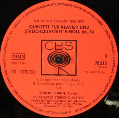 CBS 78215 - Quintett Für Klavier Und Streichquartett / Trio Für - Image 7