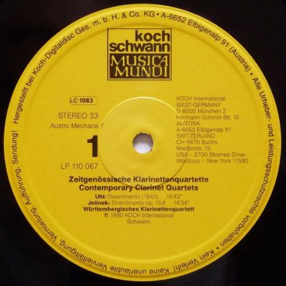 Koch Schwann Musica Mundi 110 067 FA - Clarinet Quartets (Klarin - Image 3