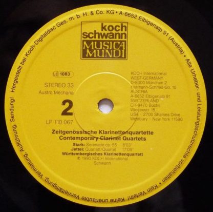 Koch Schwann Musica Mundi 110 067 FA - Clarinet Quartets (Klarin - Image 4