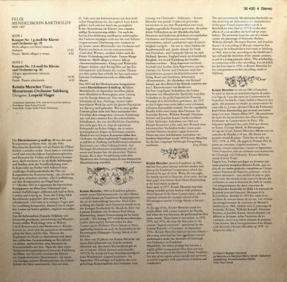 Eurodisc 30 420 4 - Klavierkonzerte Nr. 1 G-moll Op. 25 & Nr. 2 - Image 2